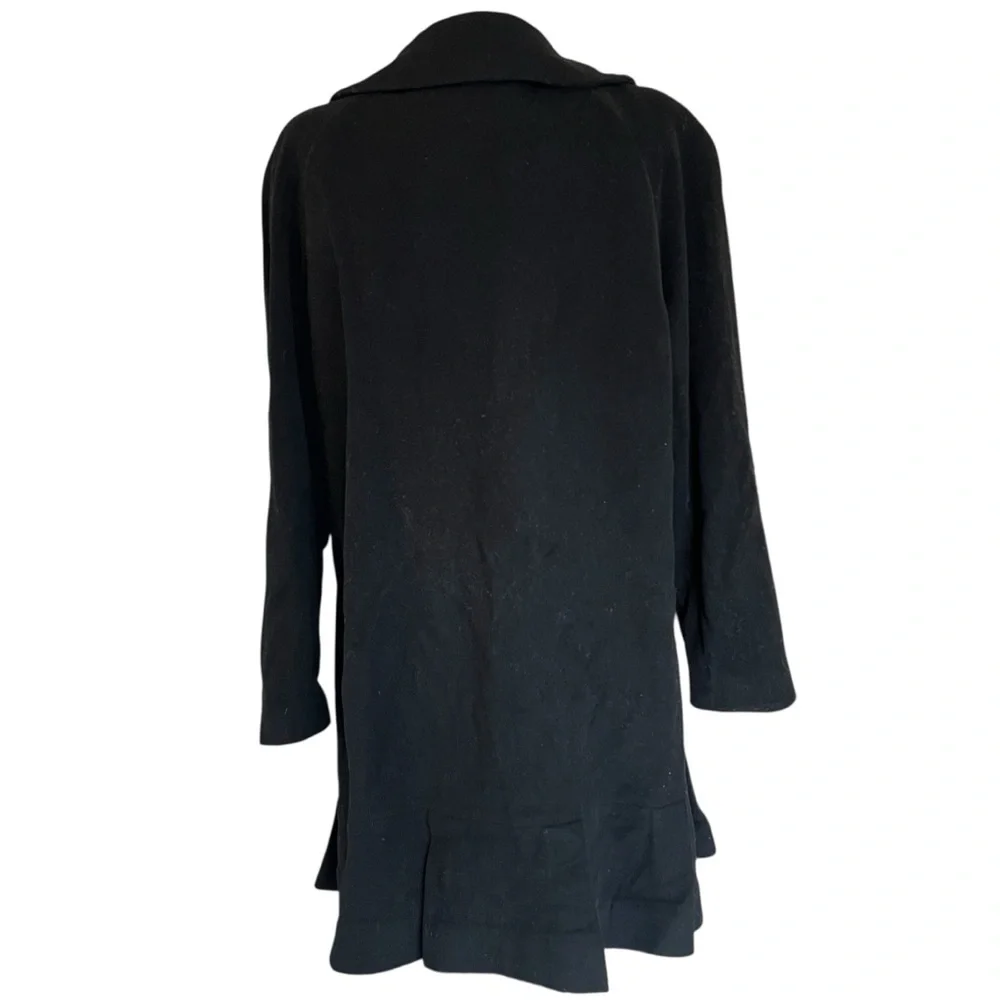 Pendleton Wool Cashmere Car Coat Black Mod Swing Round Collar Pleated Hem Large